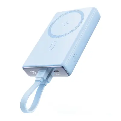 Magnetni powerbank 10000mAh 20W s stojalom + Lightning kabel - USB-C moder