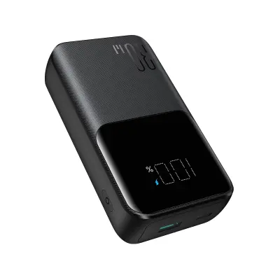 Powerbank 30W 10000mAh z vgrajenim kablom iPhone Lightning in USB-C, črna