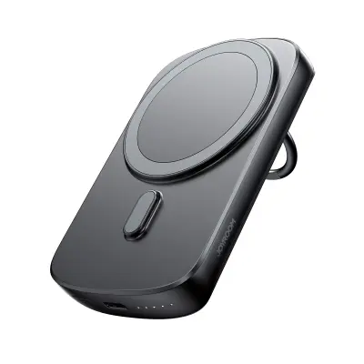 Brezžični powerbank 6000mAh 20W MagSafe z obročem in stojalom, črn