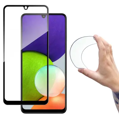 Glass Film kaljeno steklo z okvirjem za Samsung Galaxy A22 4G Full Cover Flexi Nano Screen črn