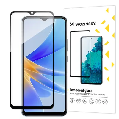 9H kaljeno steklo za celoten zaslon Oppo A17 s črnim okvirjem Full Glue
