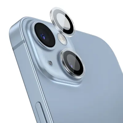 Kaljeno steklo za objektive kamere iPhone 14 / 14 Plus, prozorno + komplet za čiščenje