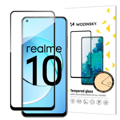 9H kaljeno steklo za celoten zaslon Realme 10 s črnim okvirjem Full Glue