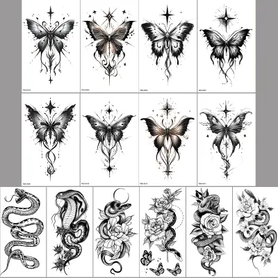 Začasne vodoodporne tetovaže, 14 kosov   kača