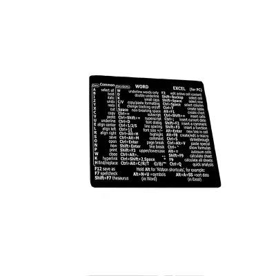 Črna oznaka bližnjice na tipkovnici za Word/Excel