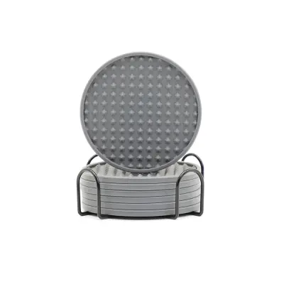 Set 6 silikonskih podstavkov za kavo z držalom Grey