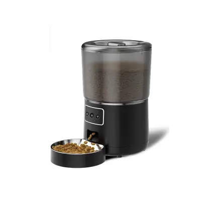Pametni krmilnik za hišne ljubljenčke, ki podpira Wi-Fi, 4-litrski krmilnik za pse s skledo iz nerjavečega jekla Black