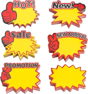 6 kompletov cenovnih nalepk, prodajnih znakov za maloprodajo, supermarket MultiColor 9x7x0,05 cm 1