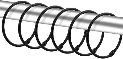 Krožni kavlji za zavese za tuširanje, paket 20 kosov Black