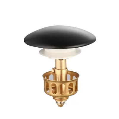 Odtok za umivalnik, keramični črni pokrov za odpadke