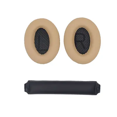 Nadomestne ušesne blazinice in naglavni trak za slušalke Bose QC15 QC25 QC35 Beige+Black