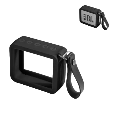 Silikonska zaščitna torbica s trakom za roko za JBL GO2 Black
