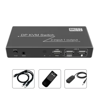 2 v 1 izhod DP DisplayPort KVM stikalo 8K 60Hz