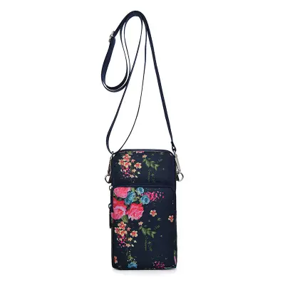 Večnamenska torba za telefon z velikim zaslonom in dodatke z nastavljivim trakom   Vzorec rože vrtnice