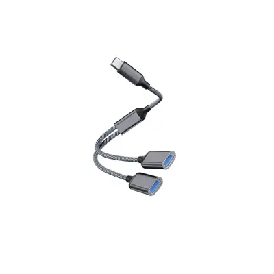 Adapter Type-C na dvojni USB 2.0 Grey