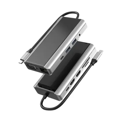 11 v 1 USB C Hub z USB 3.0, HDMI, RJ45, čitalnik kartic SD/TF, 100 W PD polnjenje