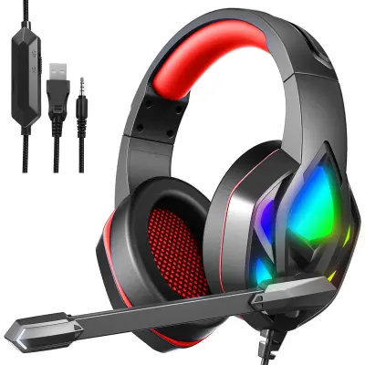 H100 igralne slušalke / žične naglavne slušalke Black+Red