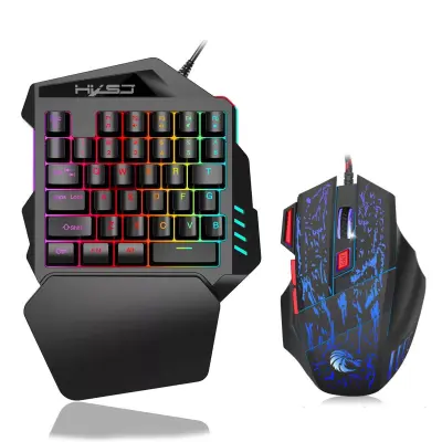 Enoročna igralna tipkovnica, miška, naslon za zapestje z osvetlitvijo RGB