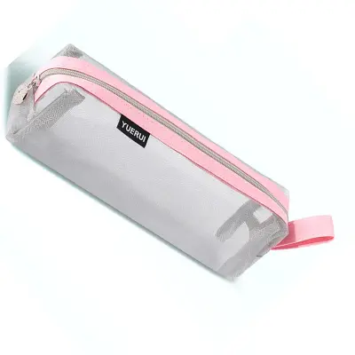 Prozorna mrežasta torbica za svinčnike Pink