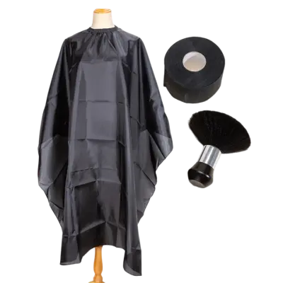 Profesionalno ogrinjalo za striženje las s krtačo za prah za vrat, trakovi za vrat Black