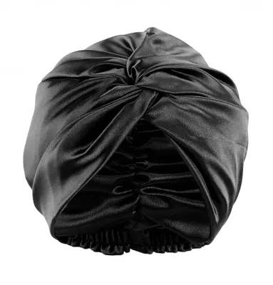 Dvoslojna spalna kapa iz 100% murvine svile Black