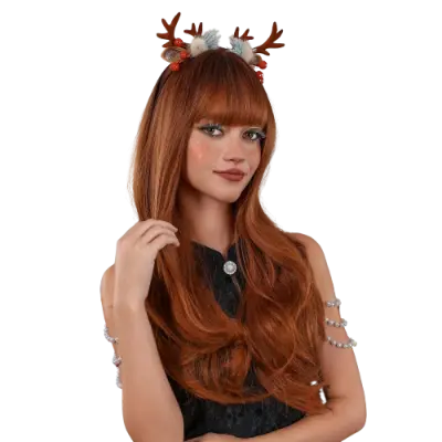 Božična narava valoviti dolgi kodrasti lasje s frufru lasuljami Brown