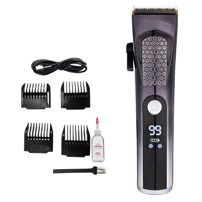Set za striženje las z LCD zaslonom za nastavitev dolžine glave s 4 rezili Silver