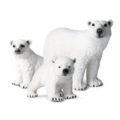 Komplet realističnih figur polarnega medveda (3 kosi)