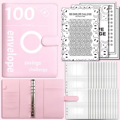 Money Savings Challenges Binder Pink