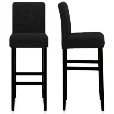 Prevleke za barske stole s karo vzorcem, raztegljive prevleke za barske pulte Black