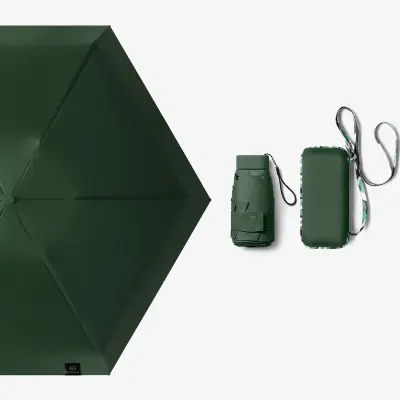 Dežnik za sončenje in dež, 5-kratni žepni dežnik Green