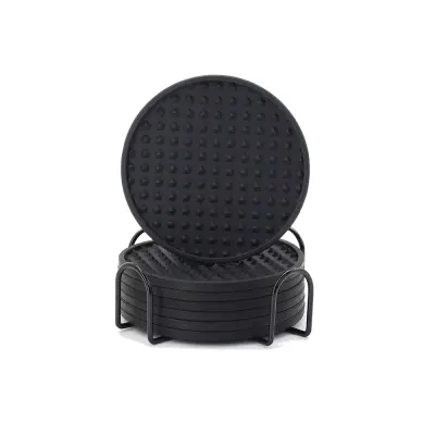 Set 6 silikonskih podstavkov za kavo z držalom Black