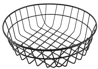 Okrogla košara za ocvrt krompirček iz nerjavečega jekla Pladenj za serviranje hitre hrane Black