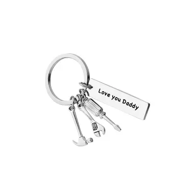 Personaliziran obesek za ključe iz nerjavečega jekla - "Love You Daddy"