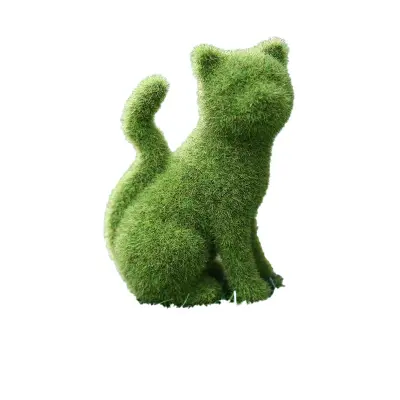 Figurica simulacije kosmičenih okraskov – okrasni vrtni kip   Sedeči maček