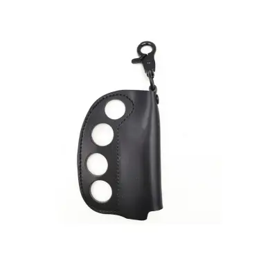 Usnjen obesek za ključe, zaščitna usnjena torbica za kampiranje na prostem za vžigalnik Black