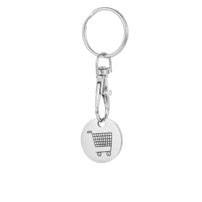 Nakupovalni voziček kovanec iz nerjavečega jekla z obeskom za ključe   Nakupovalni voziček