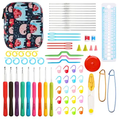 Set kvačkanih kavljev slonček z etuijem