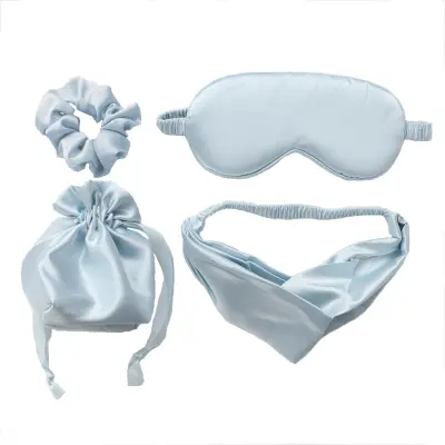 4-delni komplet svilene spalne maske za oči za vrhunsko udobje Blue