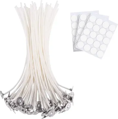 Stenji za sveče iz bombaža s kovinskimi jezički za DIY - 100 kosov  20 cm