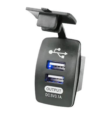 Dvojni USB avtopolnilec v obliki čolna Black+Blue