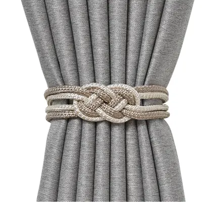 Pletene magnetne vezice za zavese, 2 paketa White+Grey