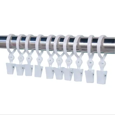 Obroči za zavese s sponkami, 10 kosov White