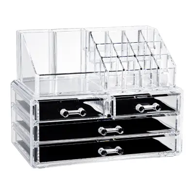 Prozorna akrilna škatla za nakit - 4 predali