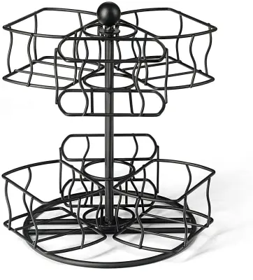 Organizator za čajne vrečke, vrtljivi vrtiljak za kavne vrečke s 6 predelki Black