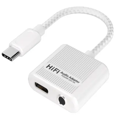 Adapter 2-v-1 USB-C na 3,5 mm priključek za slušalke s hitrim polnjenjem PD 60 W