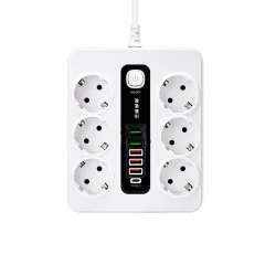 EU Type-C 6-smerni razdelilnik s 5 vrati USB White
