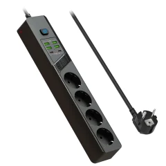Napajalni razdelilnik EU 4AC s 6 vhodi USB - BKL-03 Black