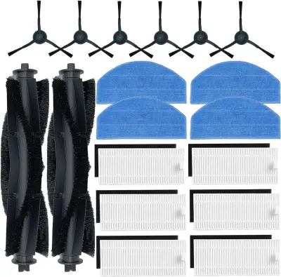 Nadomestni komplet za serijo Tikom G8000, 4 glavne krtače, 6 filtrov, 4 krpe za brisanje oblačil, 6 stranskih krtač