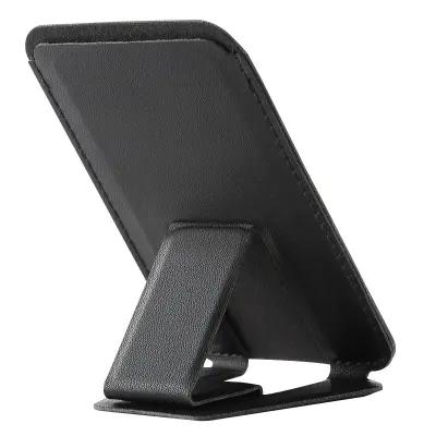 Držalo za kartice s stojalom za hrbtno stran telefona, prilepite na telefon Black